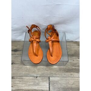 FRYE Orange Leather Thong Ankle Strap Sandals Women's Size 7M